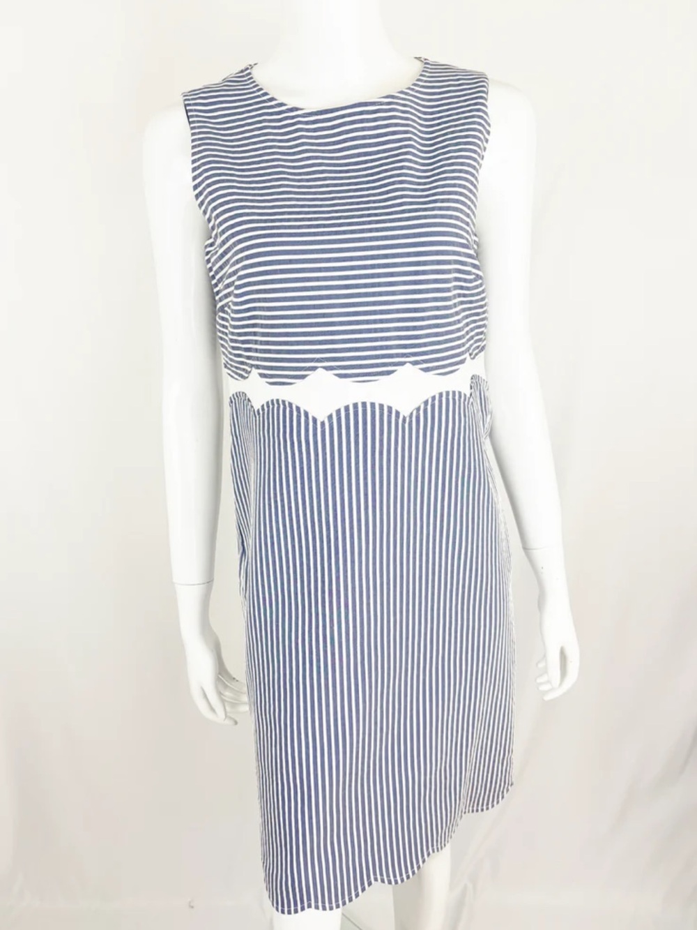 Sara Campbell Navy and White Striped Midi Dress